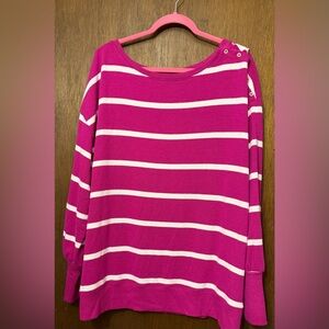 Sonoma Pink and White Striped Sweater